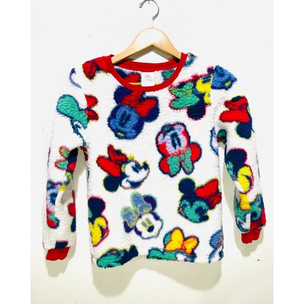 Disney Sweater Mickey Minnie mouse fun pile fleece colorful resort Kids girl L